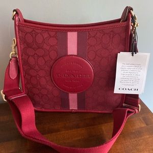 Coach Dempsey File Bag Signature Red Crossbody Bag NWT